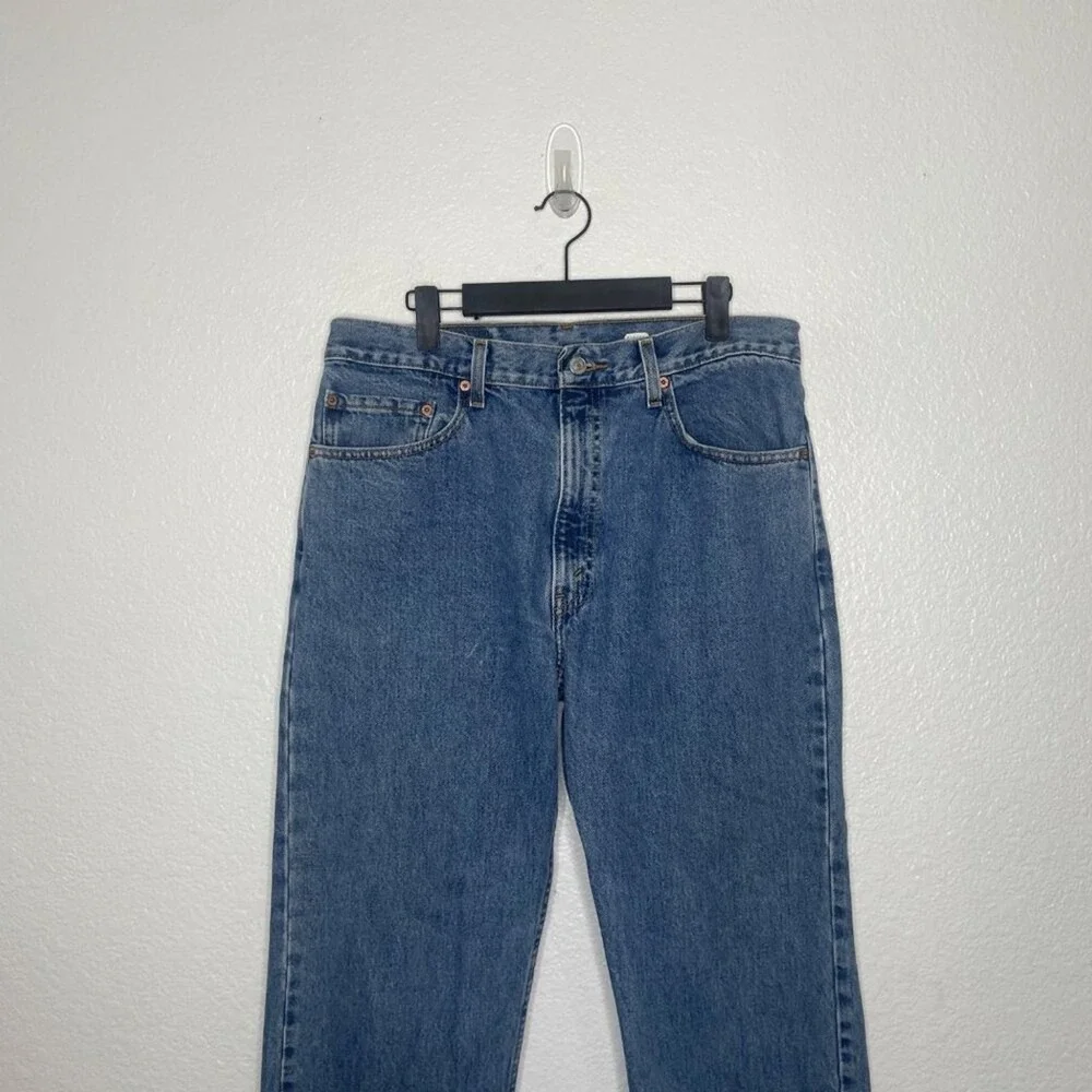Levis 505 Regular Fit Straight Leg Jeans Mens W34 L32 Medium Wash Blue Denim
